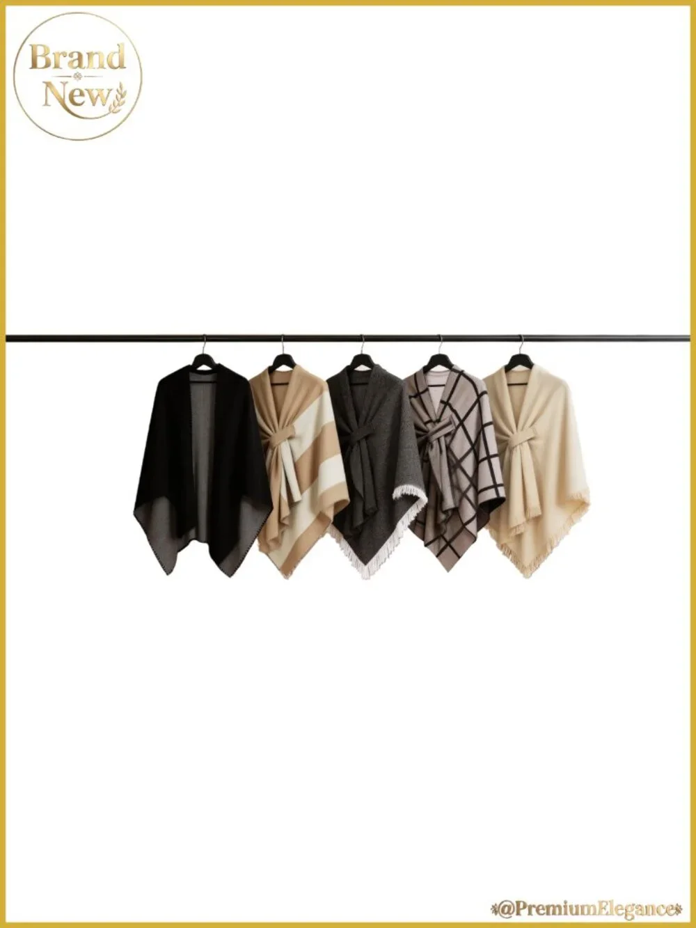 Shawl Wrap Open Front Poncho Scarf Reversible Knit Polyester